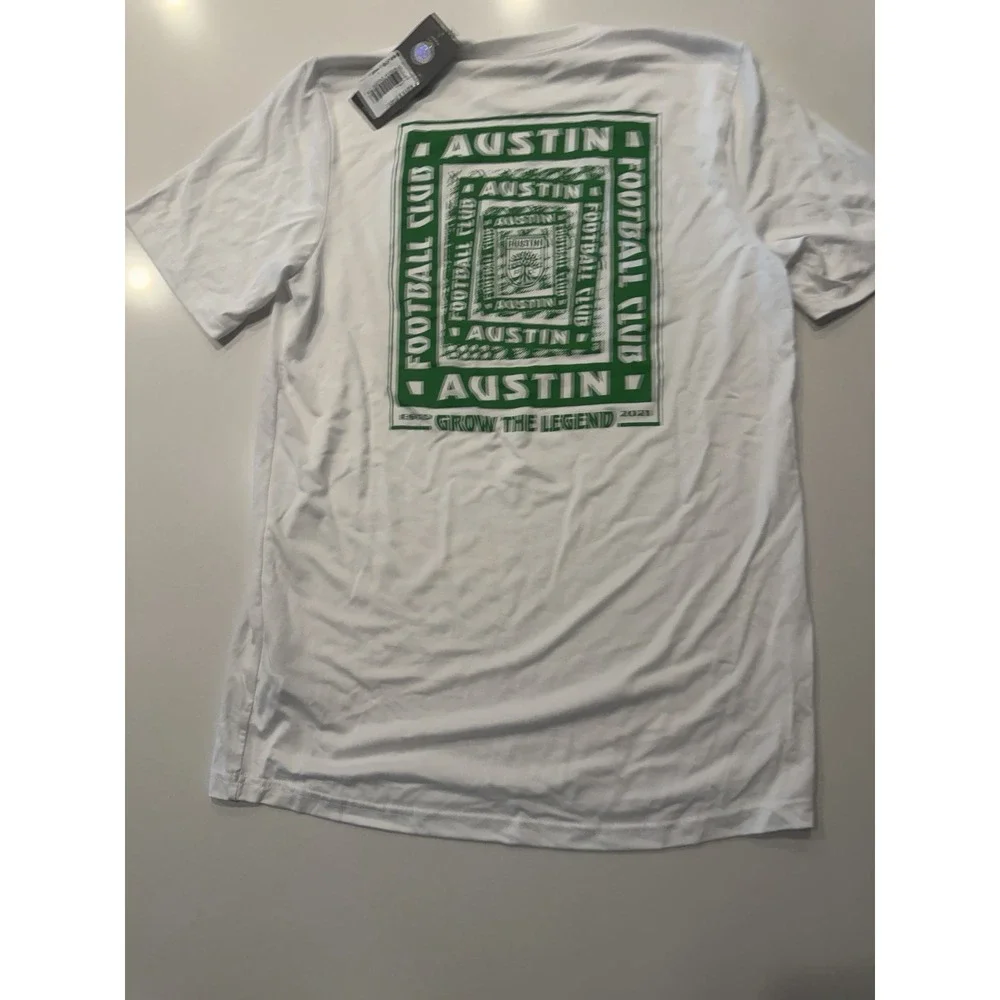 Adidas Austin FC Mens White Short Sleeve Pregame Soccer Tee JP2856 NWT Small